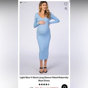 Pinkblush maternity blue long sleeve sweater dress